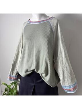 Funky Oversized Waffle Knit Long Sleeve Tee